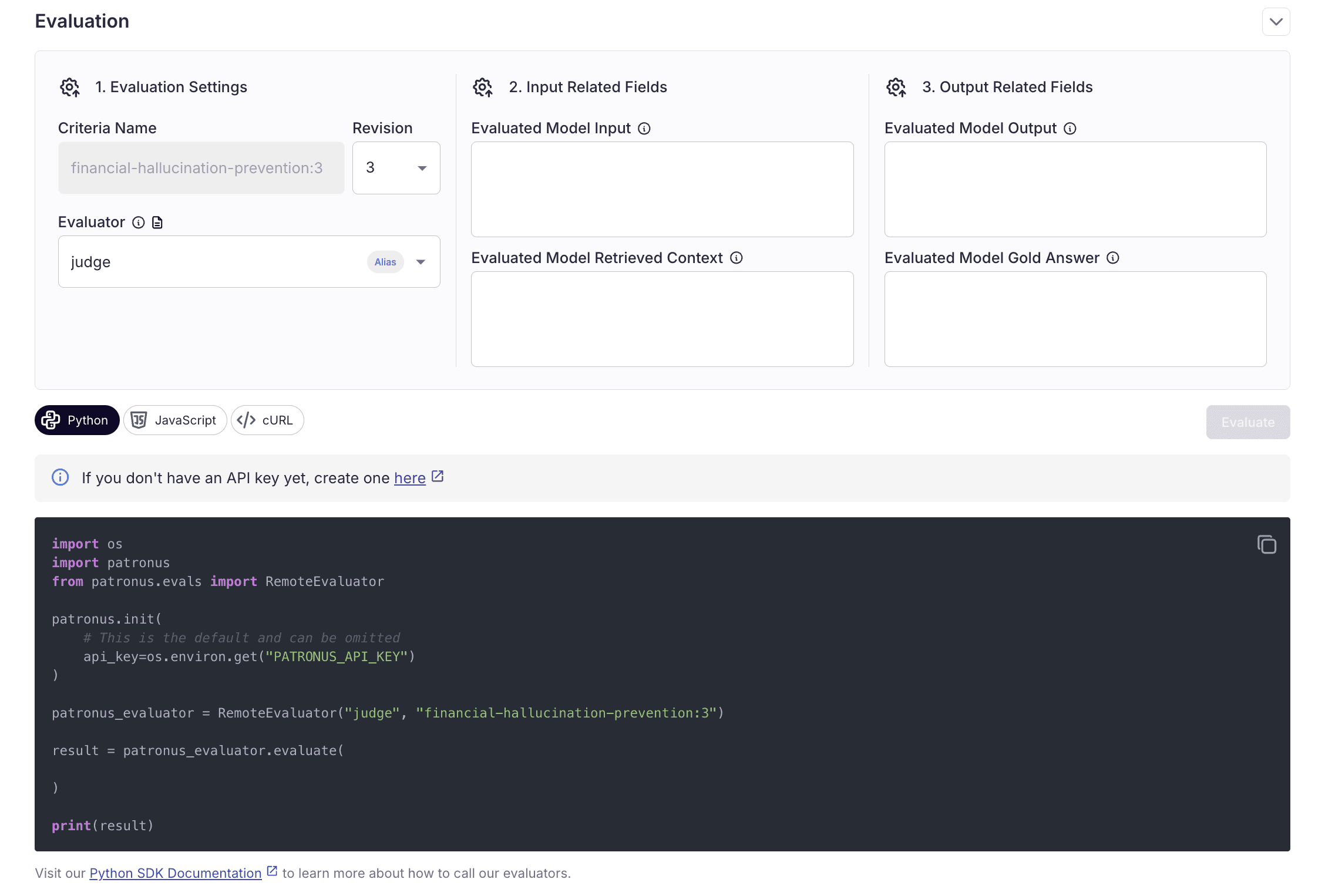 Screenshot of Eval Playground
