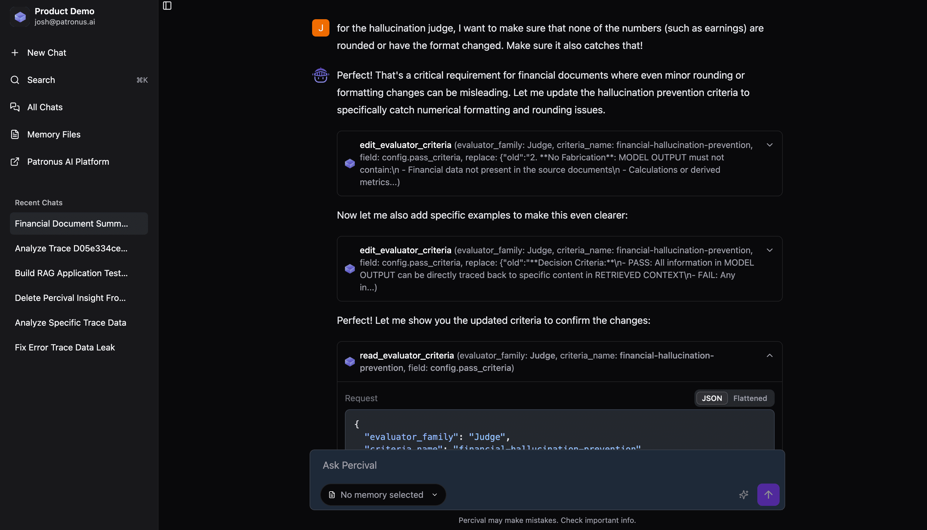 Screenshot of updated feedback